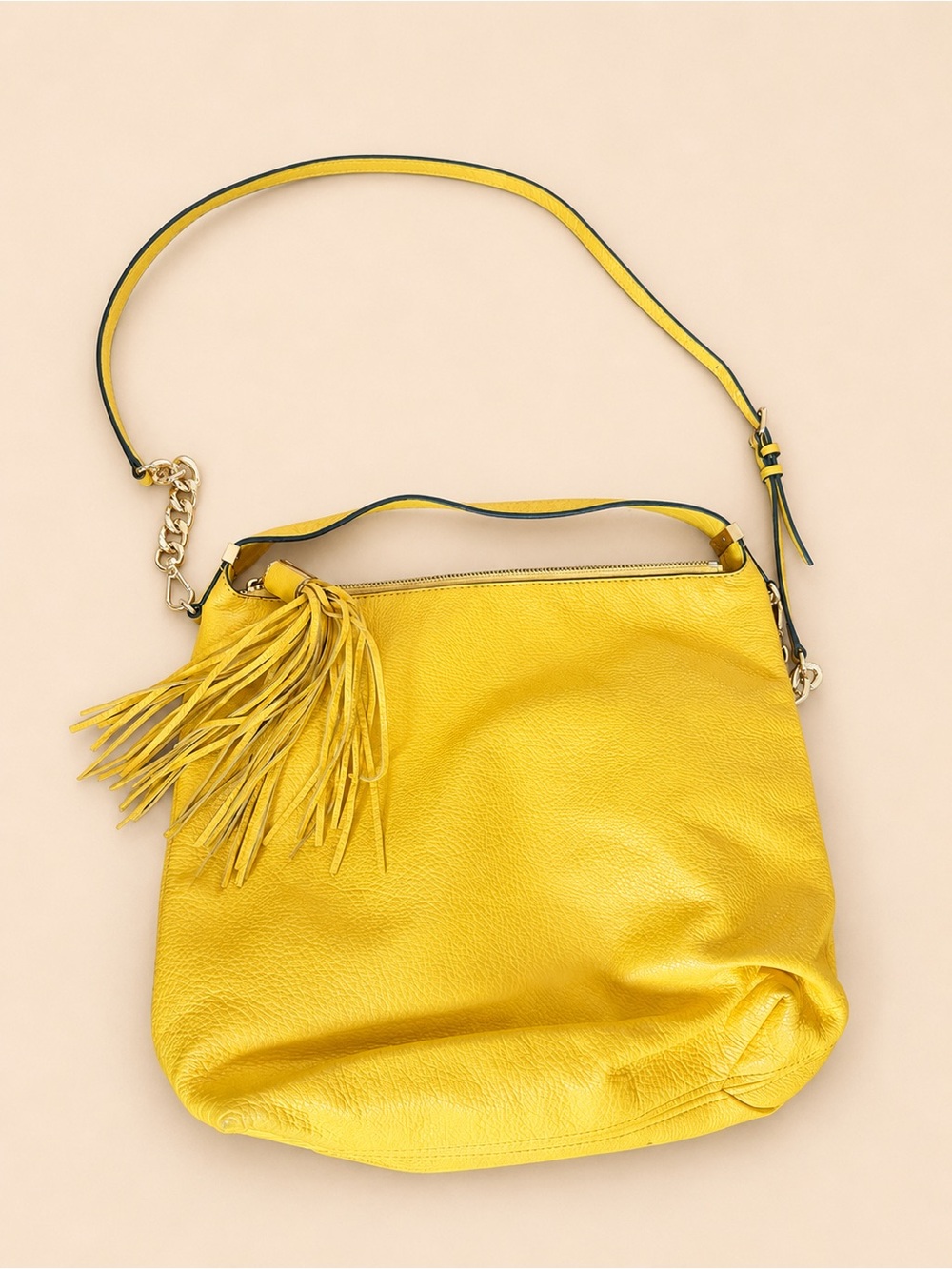 Michael Kors Yellow Leather Tassel Hobo Shoulder Bag - Picture 5 of 5